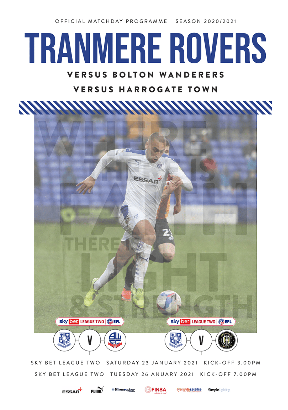 Tranmere Rovers v Bolton Wanderers match programme